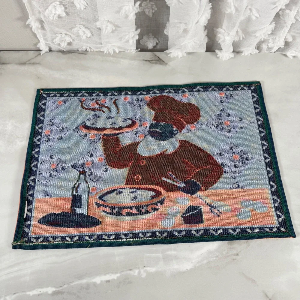 Set of 4 Tapestry Placemats Italian Pasta Chef Spaghetti & Meatballs 18.5